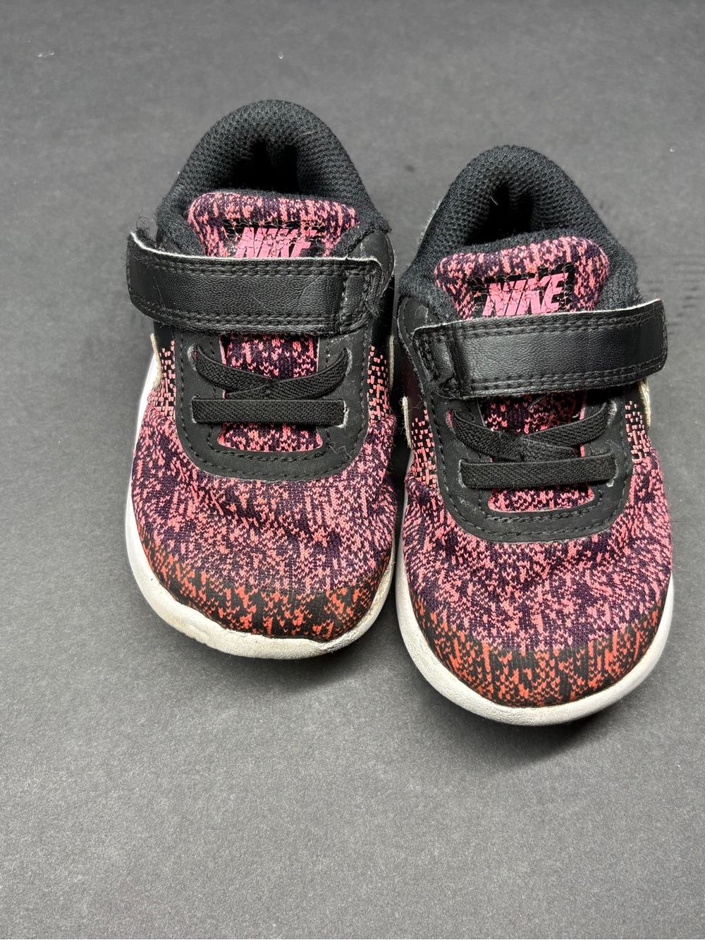 Nike Kids Pink and Black Knit Hook-and-Loop Sneakers